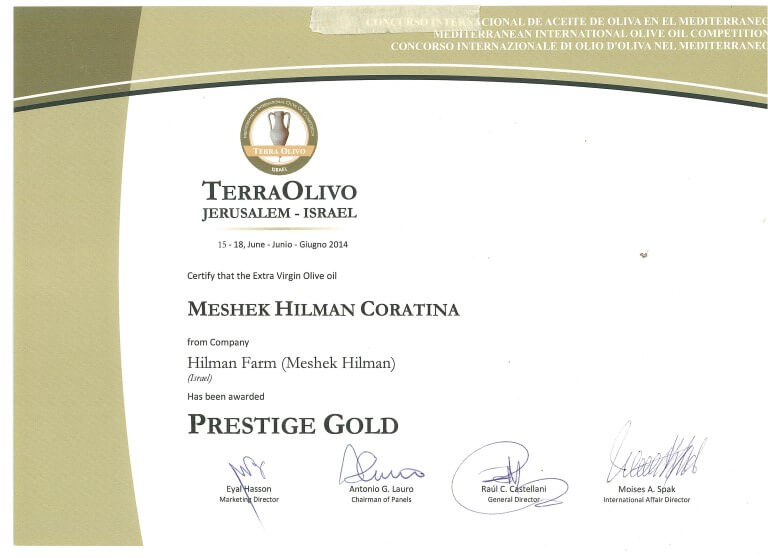מקום ראשון - Terra Olivo 2014